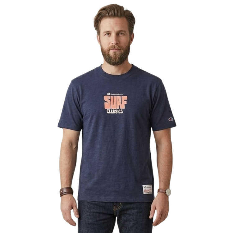 Camiseta Champion Ocean Side de Algodón con Gráfico "Indigo Navy"