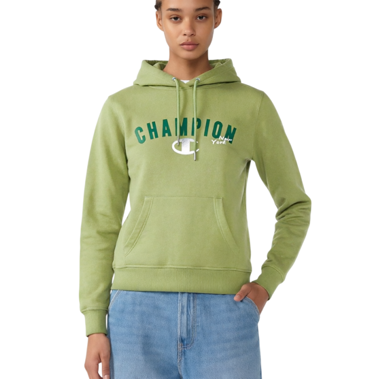 Sudadera Champion Mujer con Gráfico Logo "NY" Interior Afelpado "Avocado"