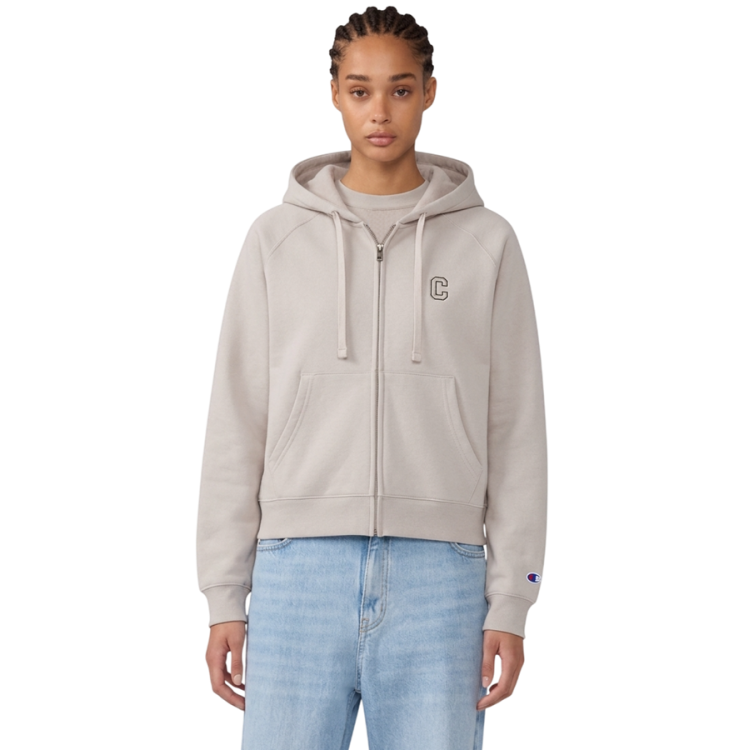 Sudadera Corta Champion Mujer con Cremallera Entera Logo 'C' Brillante Bordado "Taupe"