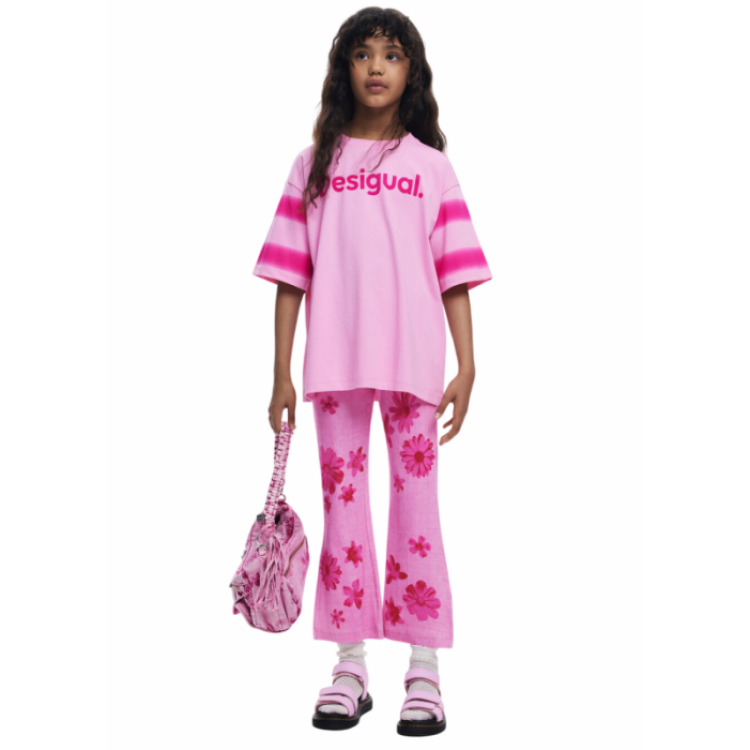 Desigual Malla de Niña Floral  "Chicle"