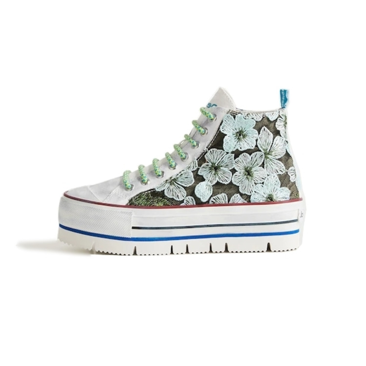 Desigual High-Top Sneakers "Embroidered Flowers"