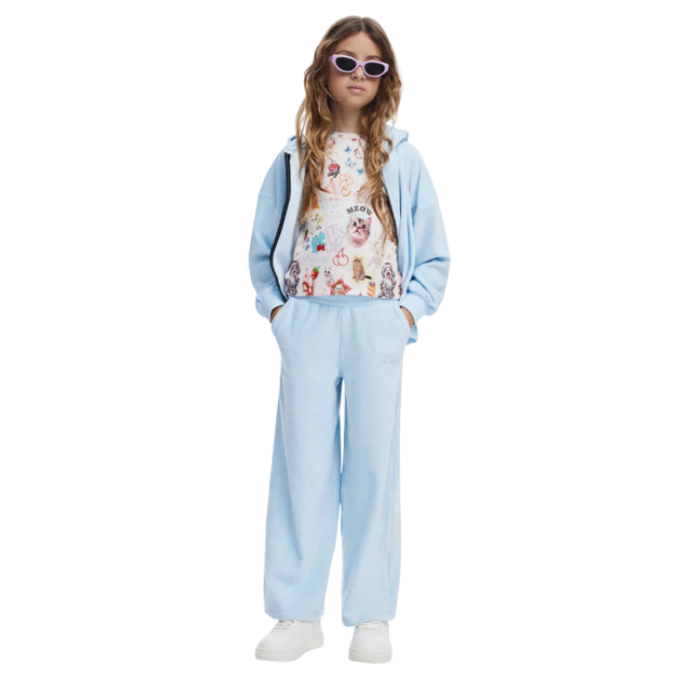 Desigual Rhinestone fleece pants "Aqua Blue"