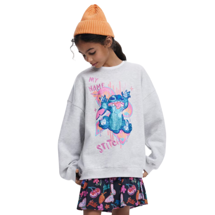 DESIGUAL SWEAT MY NAME STITICH  "GREY GLITTER"