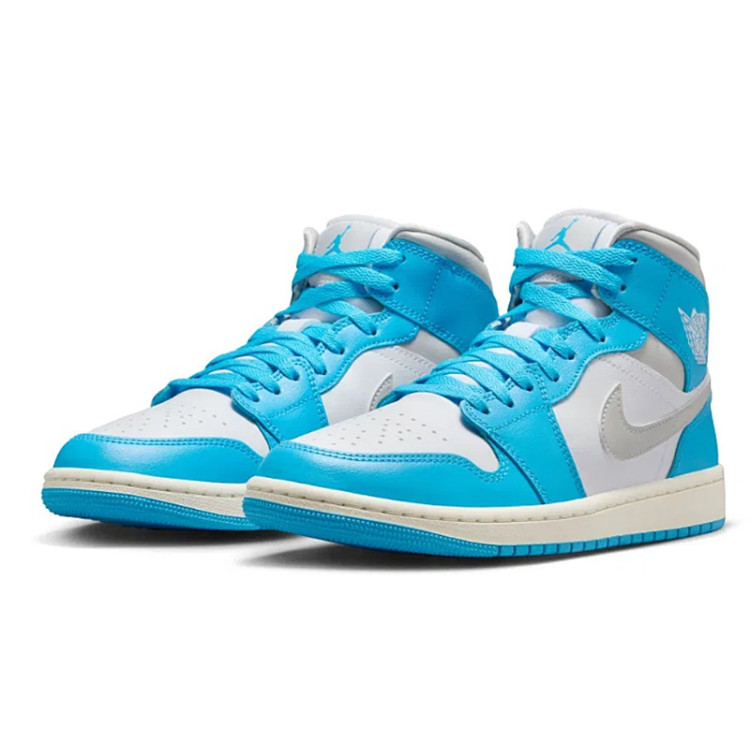 Jordan 1 Mid Dark Powder Blue White Sail Neutral Grey (Women's)