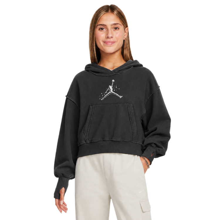 Sudadera Corta Niña Jordan JDG Rebel Rose "Off Black"