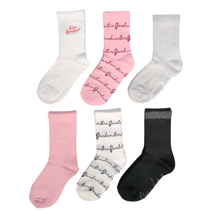 Jordan Girls JHG Air Jordan Half 6 PPack Socks "Medium Soft Pink"