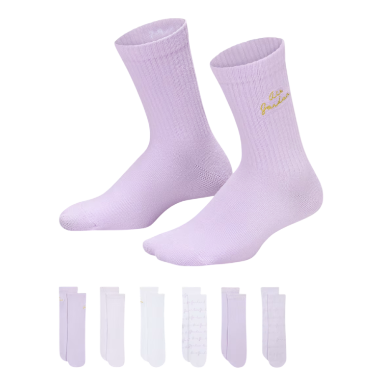 Jordan Girls JHG Air Jordan Half 6 PPack Socks "Violet Mist"