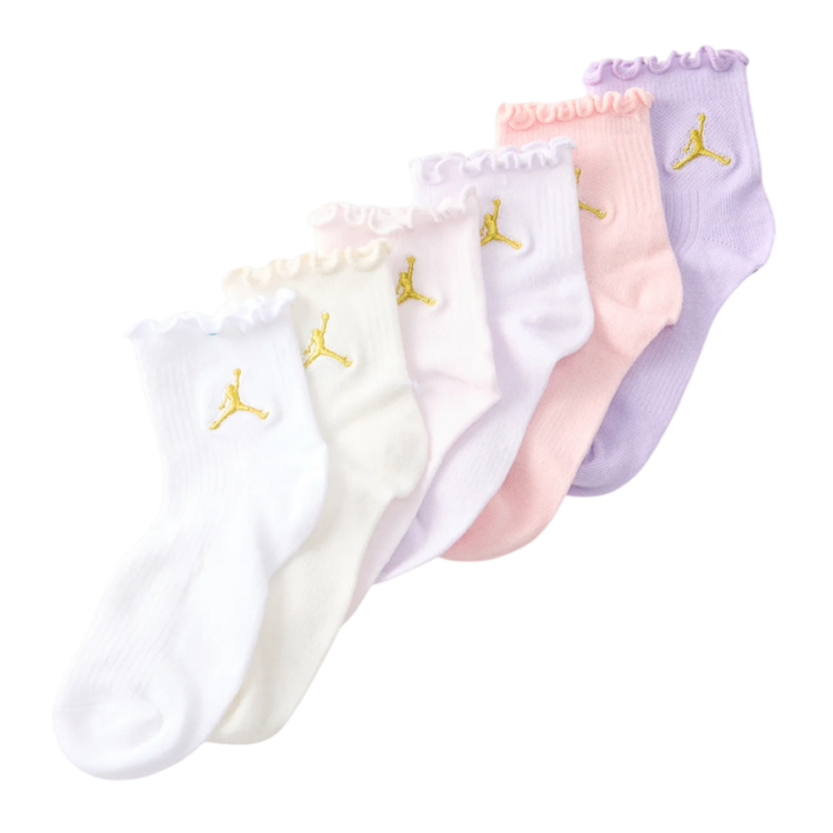 Jordan Girls JHG Lettuce Edge Ankle 6 PPack Socks Lightweight "Pearl Pink"