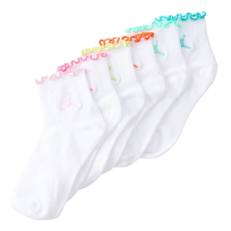 Jordan Girls JHG Lettuce Edge Ankle 6 PPack Socks Lightweight "White"