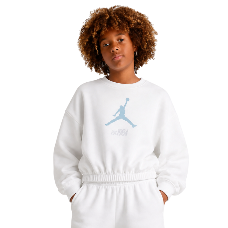 Sudadera Corta sin Capucha Niña Jordan Jumpman Club Pleated Fleece "Sail"