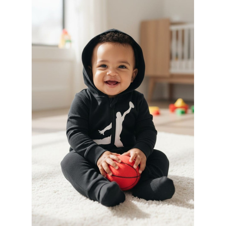 Mono Bebé Jordan Infants Air Jumpman Hooded Coverall "Black"