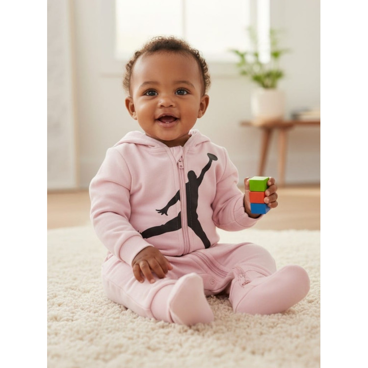 Mono Bebé Jordan Infants Air Jumpman Hooded Coverall "Foam Pink"