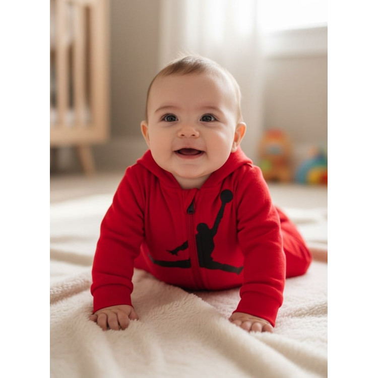 Mono Bebé Jordan Infants Air Jumpman Hooded Coverall "Gym red"