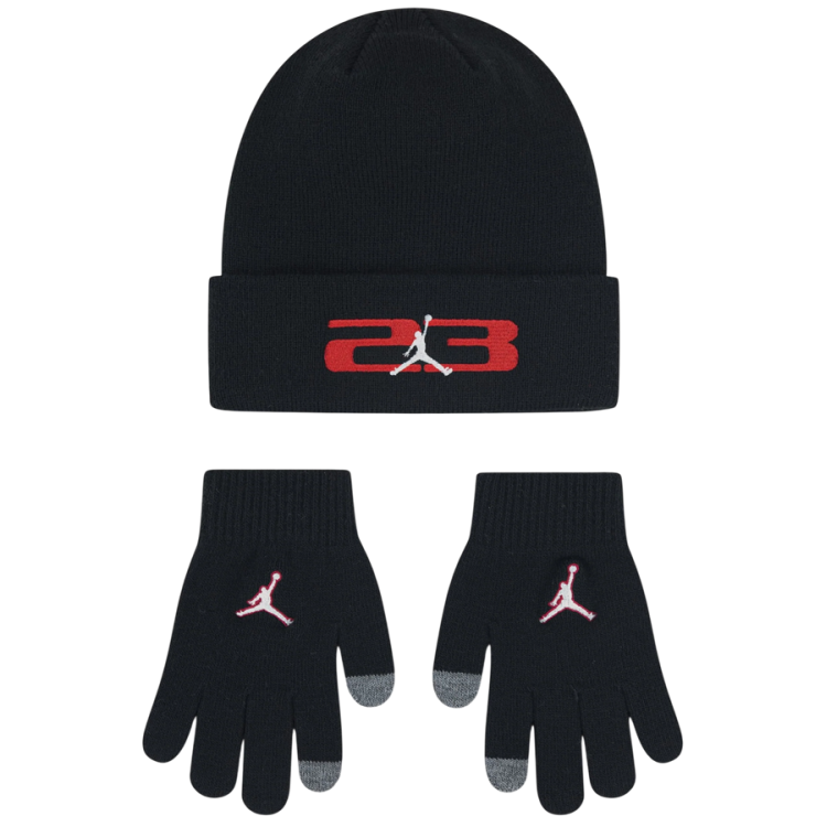 Conjunto Gorro + Guantes Táctiles Jordan Niño/Niña JAN 23 "Black"