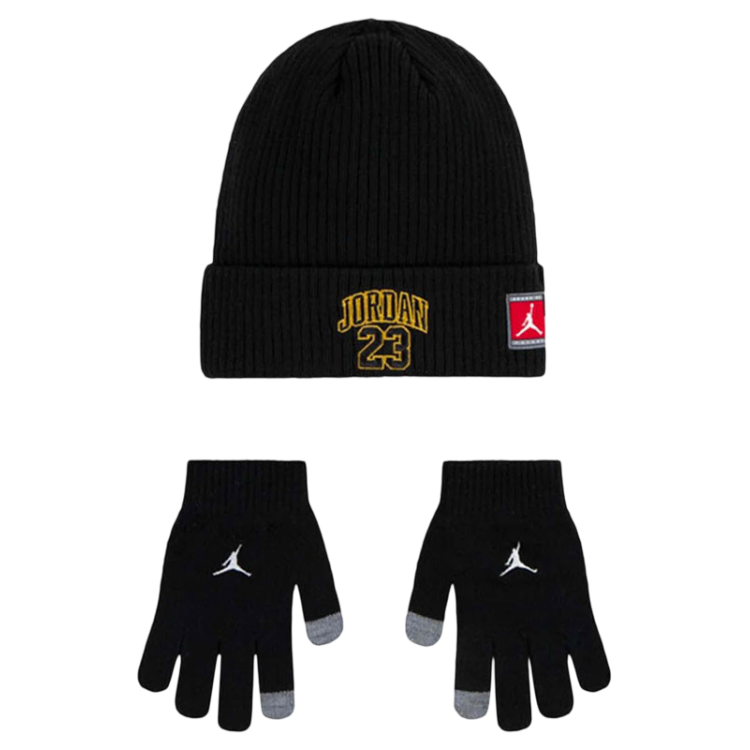 Conjunto Gorro + Guantes Táctiles Jordan Niño/Niña JDB 23 Jersey "Black-Gold"