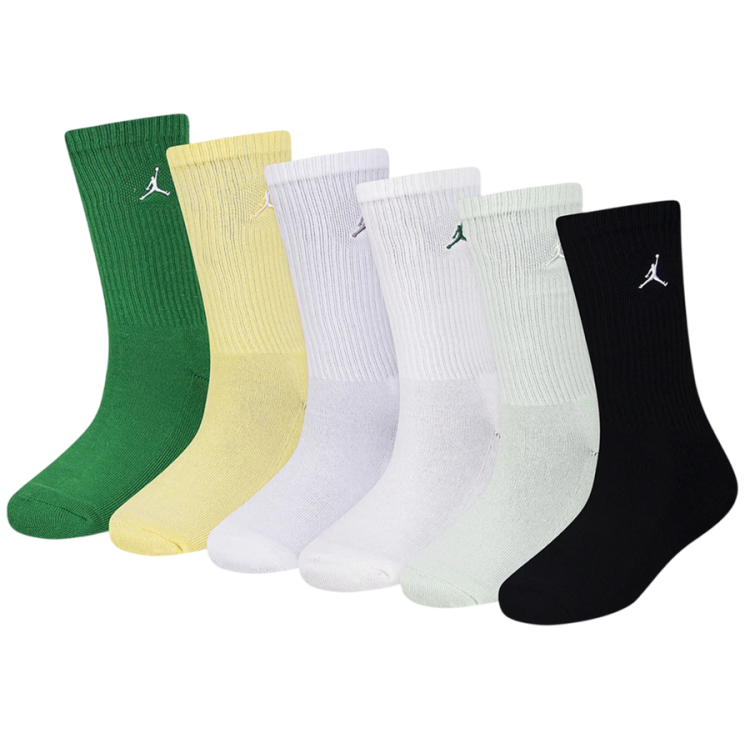 Jordan Kids JDB Everyday Essentials Crew 6 PPack Socks "Lucky Green"