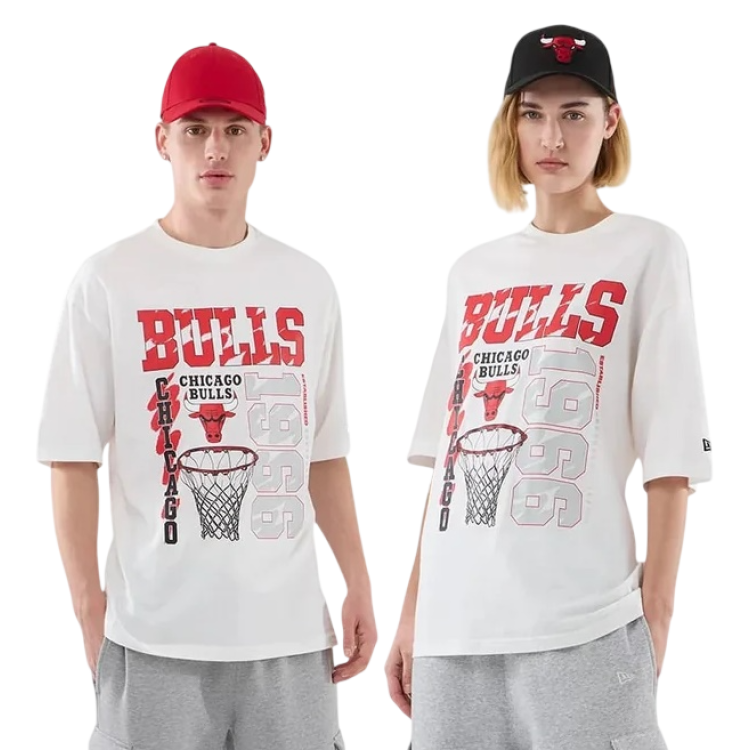 Camiseta Oversized New Era NBA BB Chicago Bulls Script Graphic "White"
