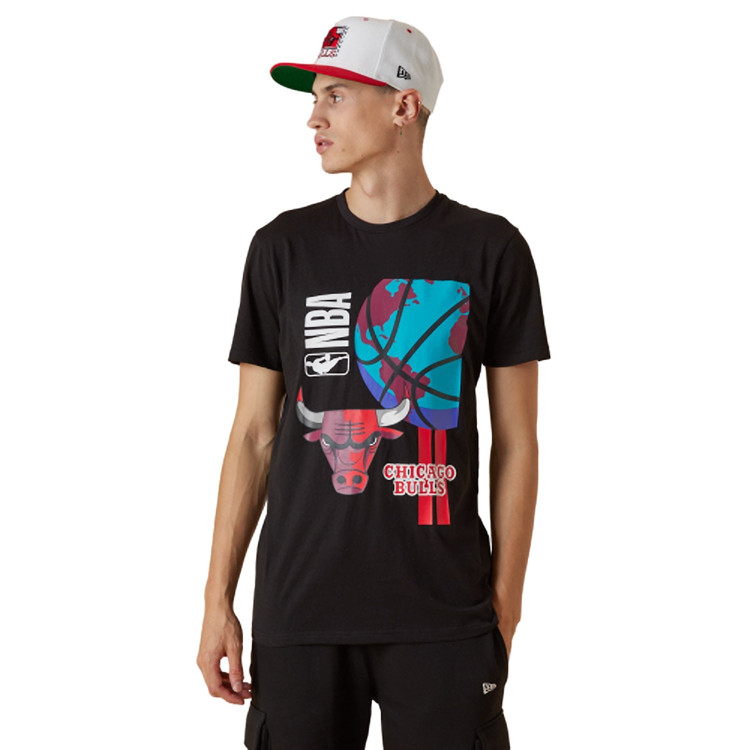 Camiseta New Era NBA Chicago Bulls Basketball Globe Graphic "Black"