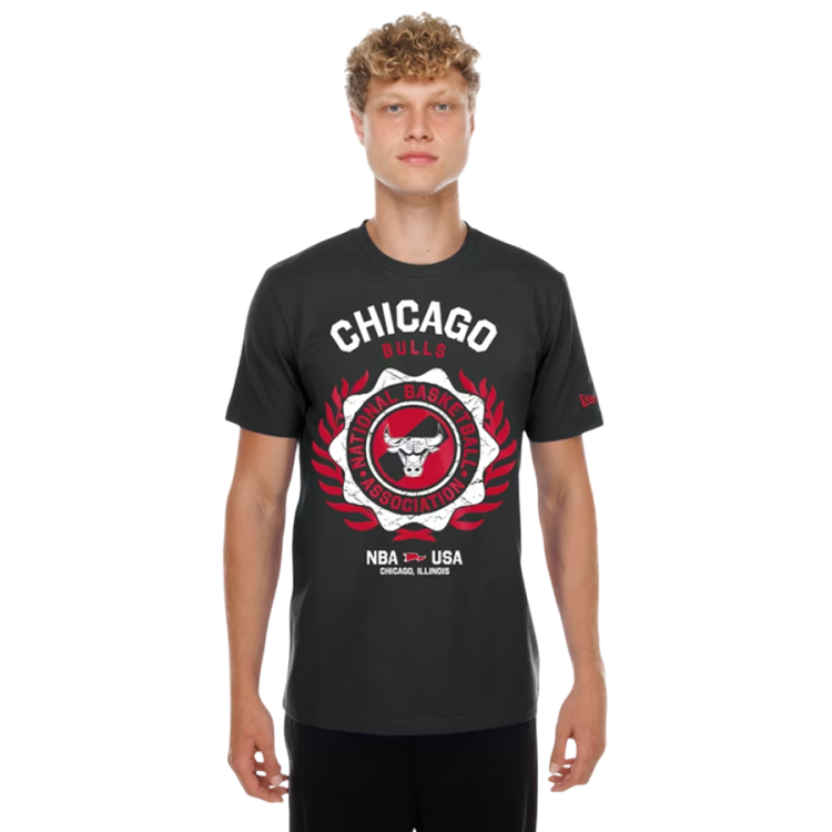 Camiseta New Era NBA Chicago Bulls Laurel Crest Flocking "Black"