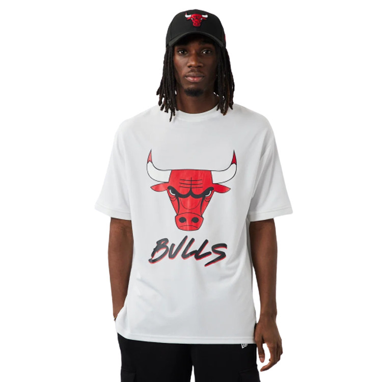 Camiseta Tejido Mesh Oversize New Era NBA Chicago Bulls Logo Script  "White"
