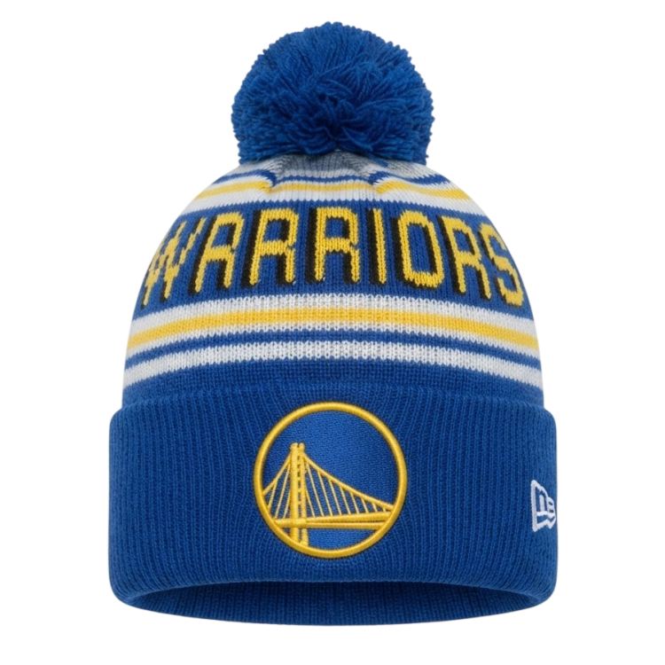 Gorro New Era NBA Golden State Warriors con Pom-pom Tejido de Punto y Logo Bordado