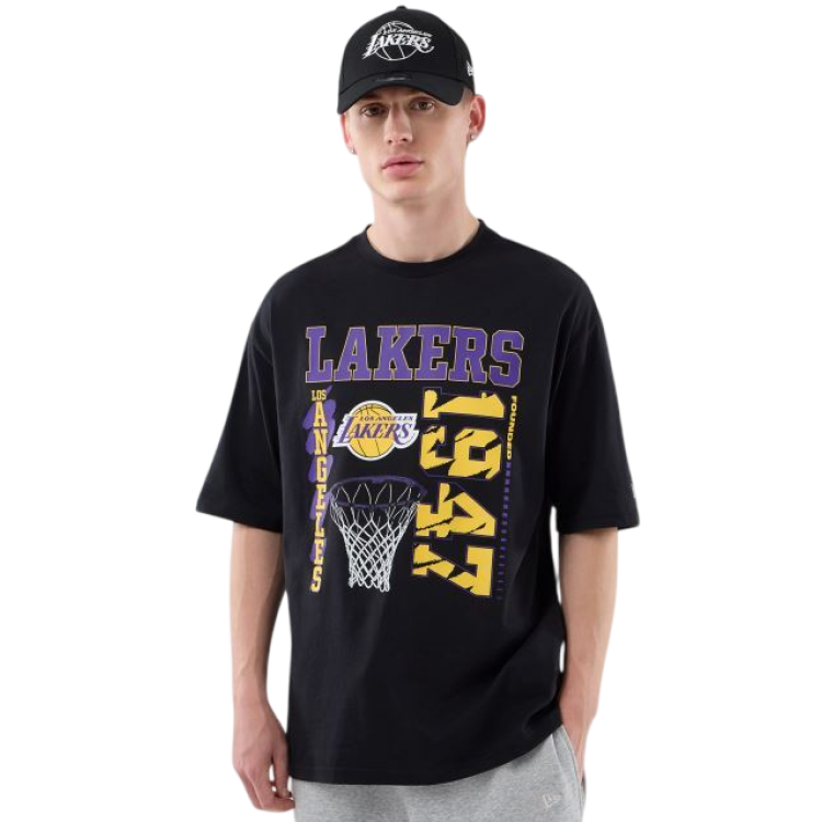 Camiseta Oversize New Era NBA L.A Lakers Basketball Graphic "Black"