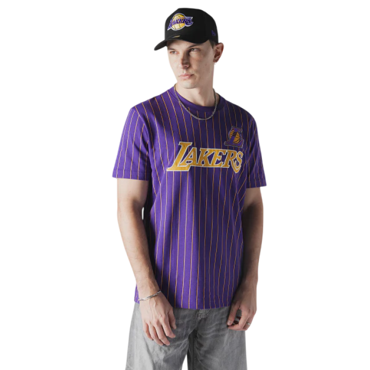 Camiseta New Era NBA L.A Lakers Throwback H1 Pinstriped SS