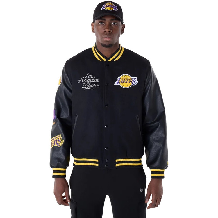 New Era NBA LA Lakers Patch Varsity Jacket "Black "