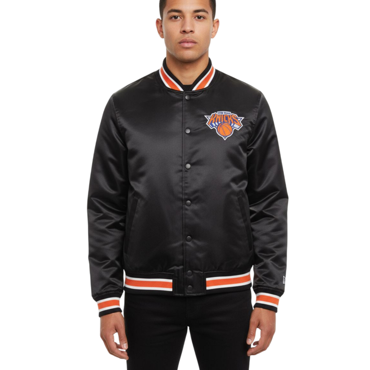 New Era NBA New York Knicks Embroidered Logo Bomber Jacket "Black"