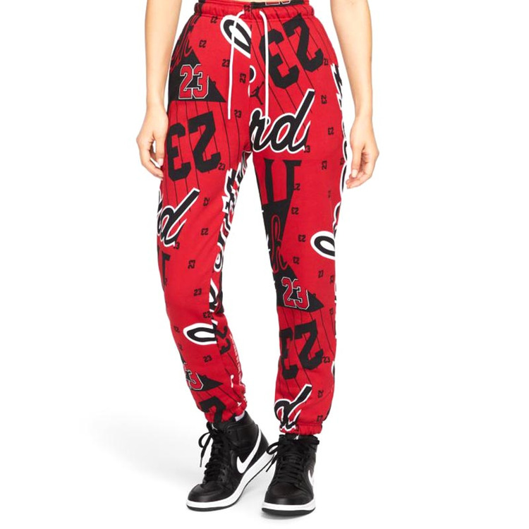 Jordan Women's Fleece Allover Printed Pants "Gym Red"