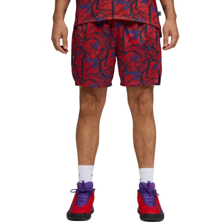 Puma Basketball Flagrant Foul AOP 6" Shorts "Candy Apple-AOP"