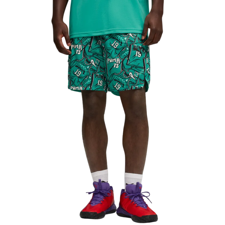 Short Basket Puma Flagrant Foul AOP 6" "Vibrant Green-AOP"