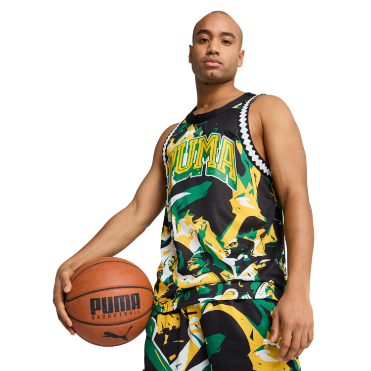 Puma Basketball Rival Rage AOP Mesh Tank "Archive Green-AOP