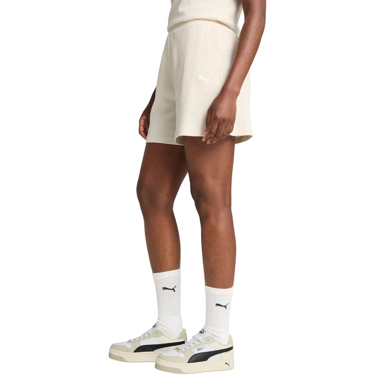 Puma ESS ELEVATED High-Rise Rib Shorts 5" " Alpine Snow"