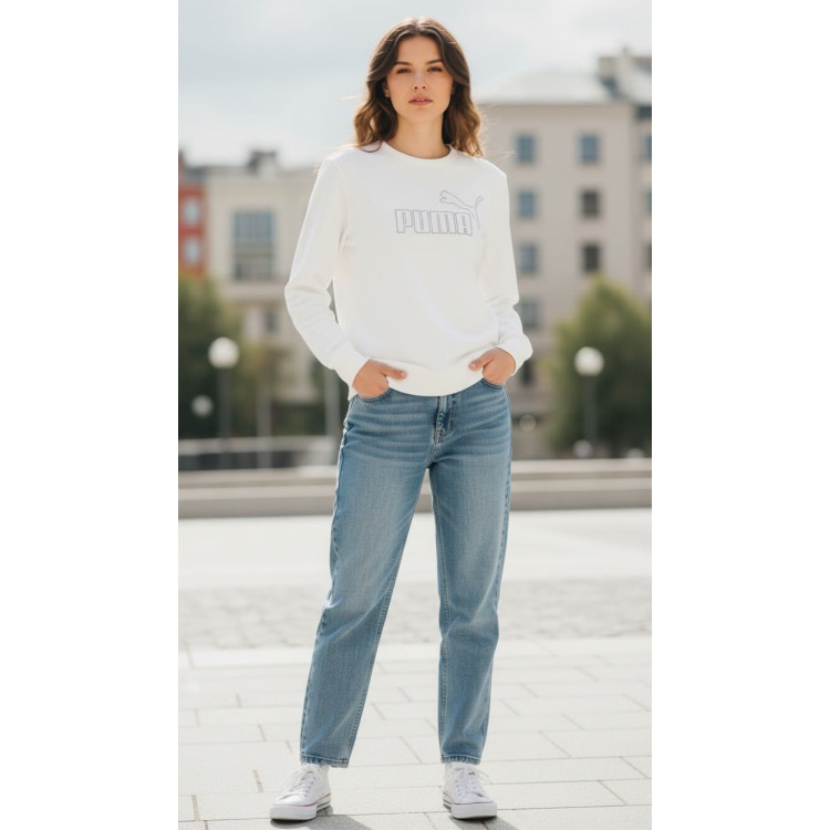 Sudadera Mujer Puma ESS Rhinestone CREW TR "White"