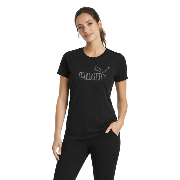 Camiseta mujer Puma ESS Rhinestone "Black"