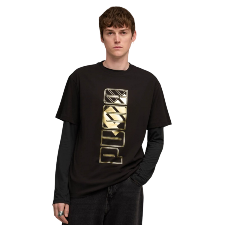Puma MAXIMAL METALLIC Relaxed Tee " Black"