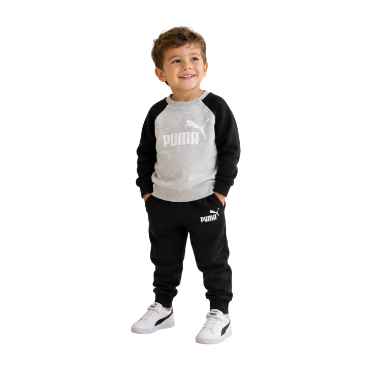 Chándal infantil Puma MINICATS ESS Raglan FL INF "Black-White"