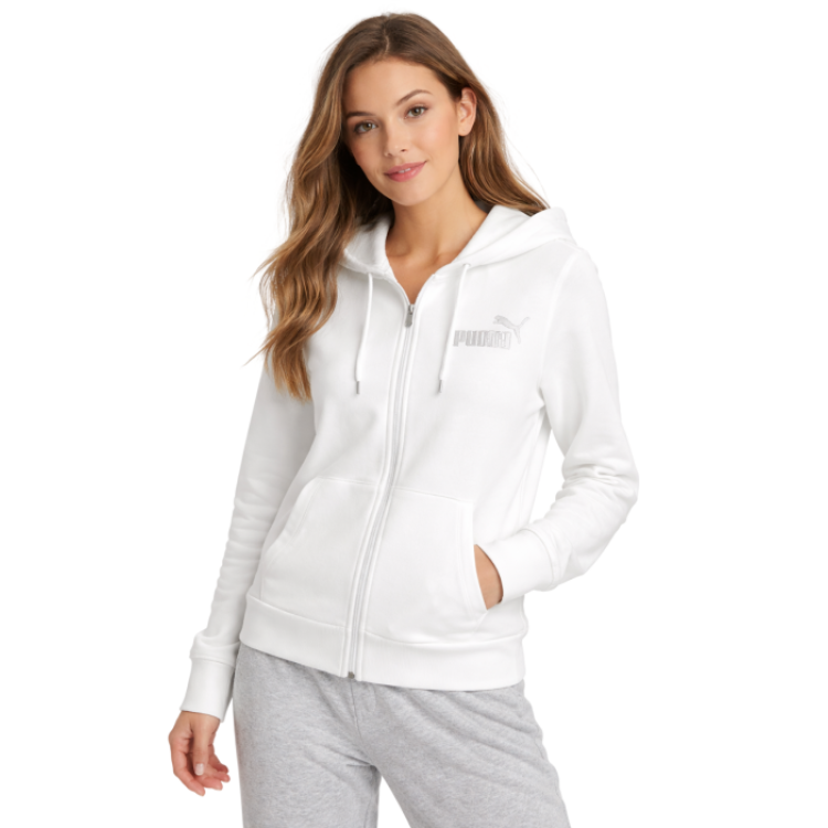 Puma Sudadera ESS Rhinestone FZ "White"