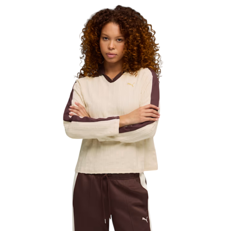 Polo Mujer Puma T7 Relaxed  " Alpine Snow-Chocolate Brown"