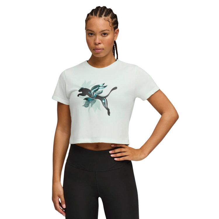 PUMA W GREEN TERRAINS FASHION GRAPHIC TEE "Sage Frost"