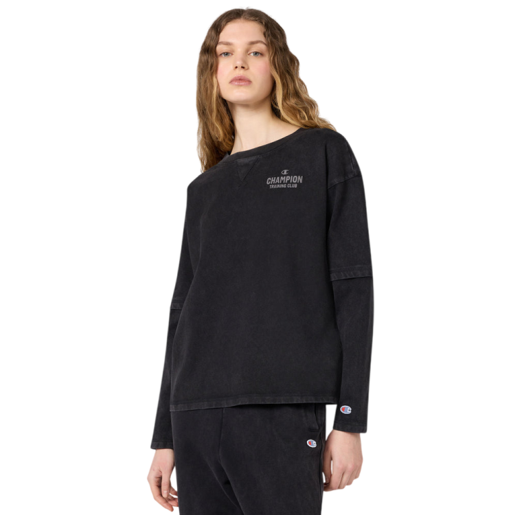 Sudadera Mujer Champion Efecto Desgastado "Black"