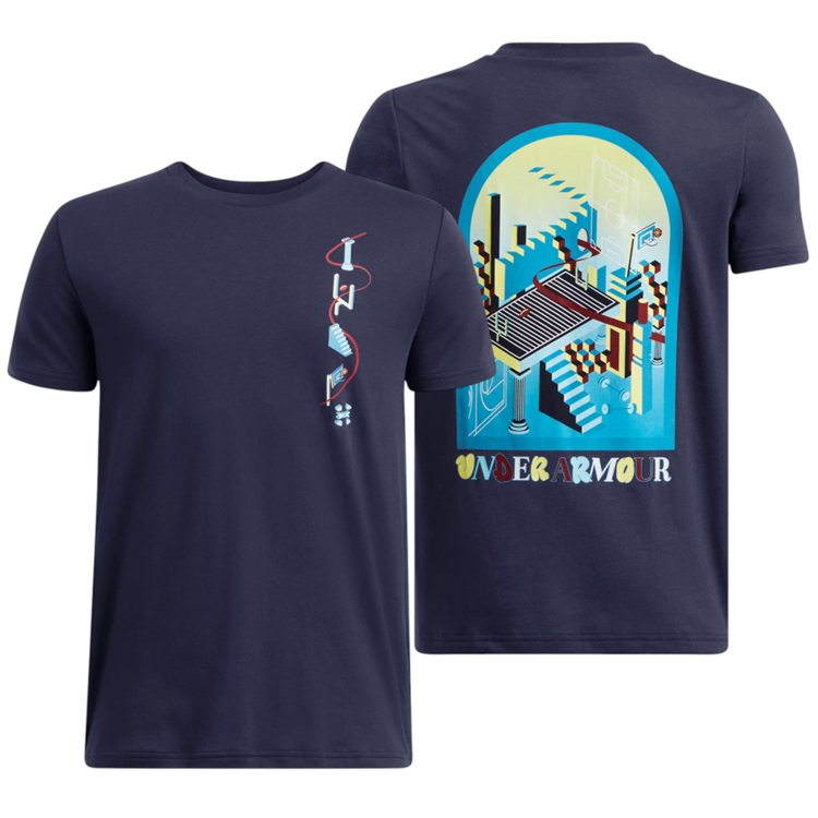 UA Boys´ UA Portal Logo Short Sleeve "Midnight Navy-Ether Blue"