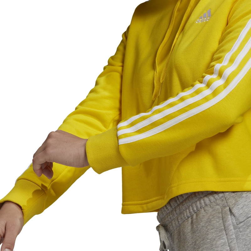Adidas Essentials 3 Stripes Cropped Hoodie yellow