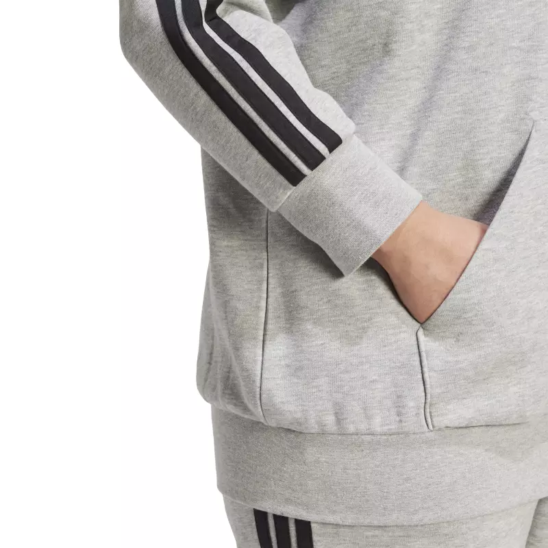 Adidas Essentials 3-Stripes Full-Zip Fleece Hoodie (Plus Size) "Grey"