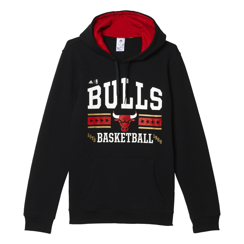 Adidas NBA Washed Pullover Hoody Chicago Bulls Negro Blanco Roj