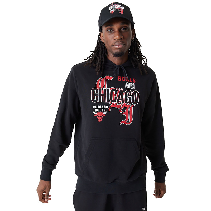 New Era NE Contemporary Graphic Hoody, Felpa Unisex Con Cappuccio, Nera, Per Sport E Tempo Libero
