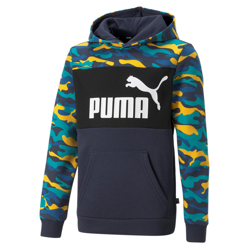 Puma Junior ESS Camo Hoodie FL B black tangerine