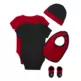 Jordan Bebé Juego de 5 Piezas dos Bodies,Gorro,Patucos y Babero JHN Jumpman "Red-Black"