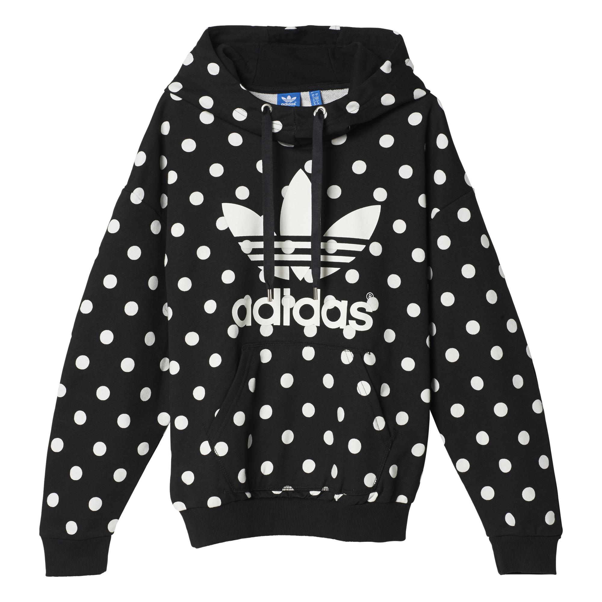 Adidas Originals Mujer Sudadera Trefoil Long AOP Dots negro bla
